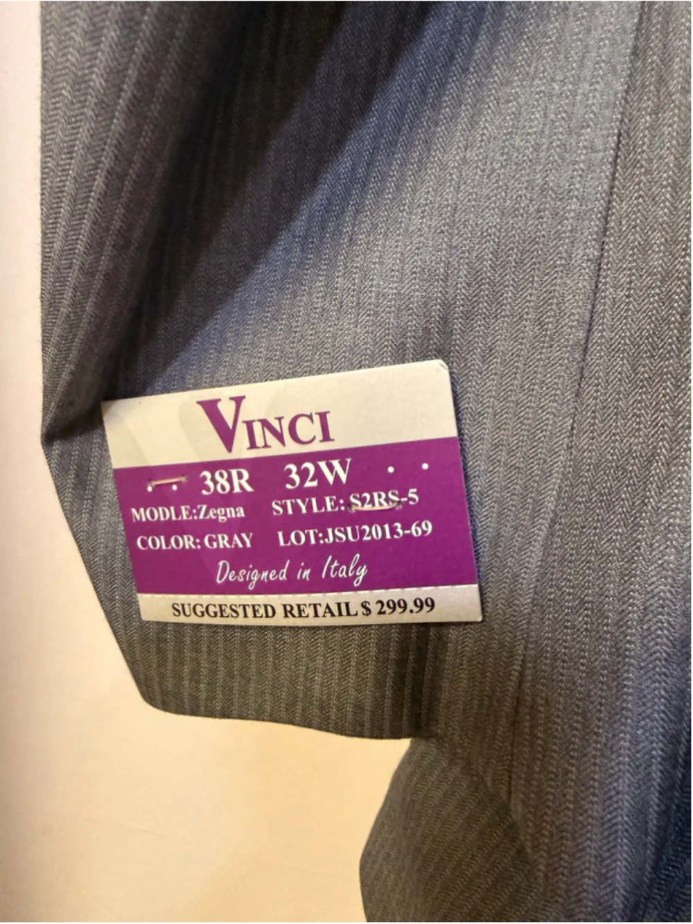 Men’s Vinci Slim Fit Sport Coat Blazer 38R Gray